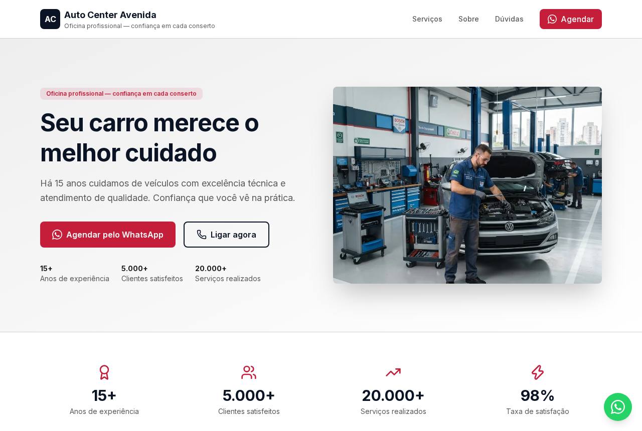Demonstração do modelo Auto center e oficina