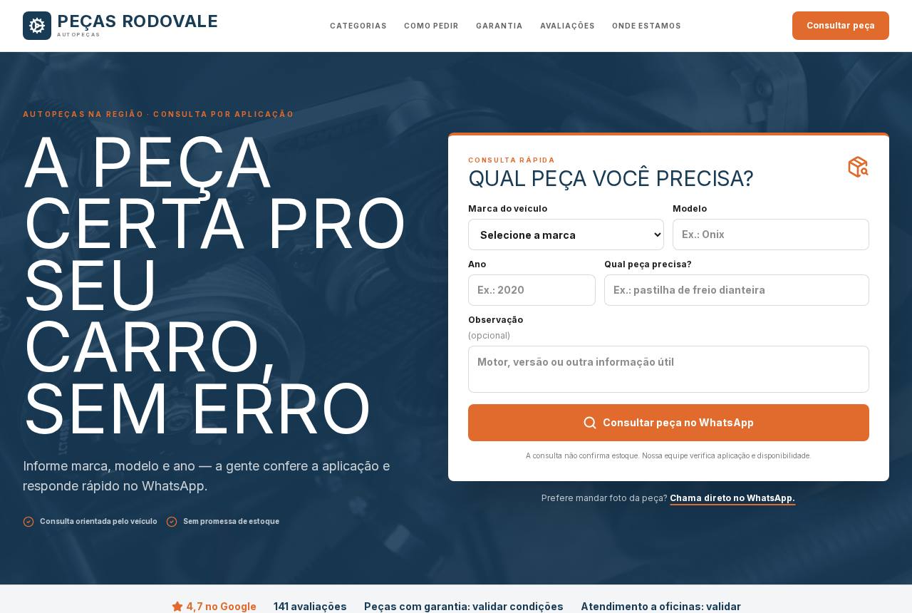 Demonstração do modelo Lojas de autopeças