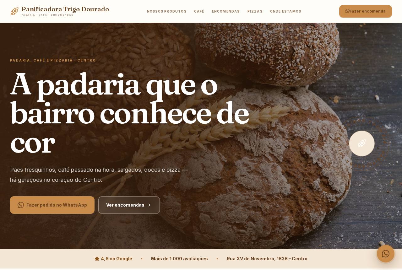 Demonstração do modelo Padarias e confeitarias