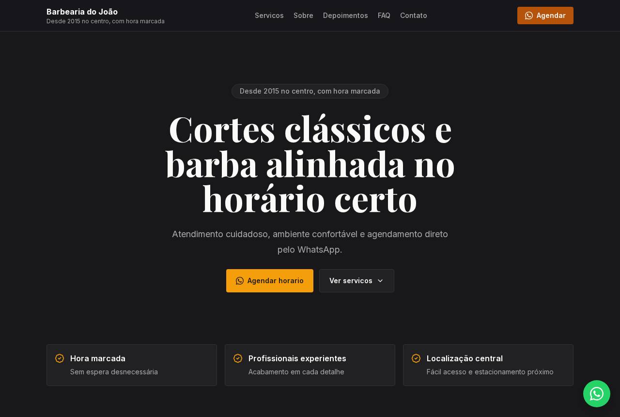 Demonstração do modelo Barbearias e salões