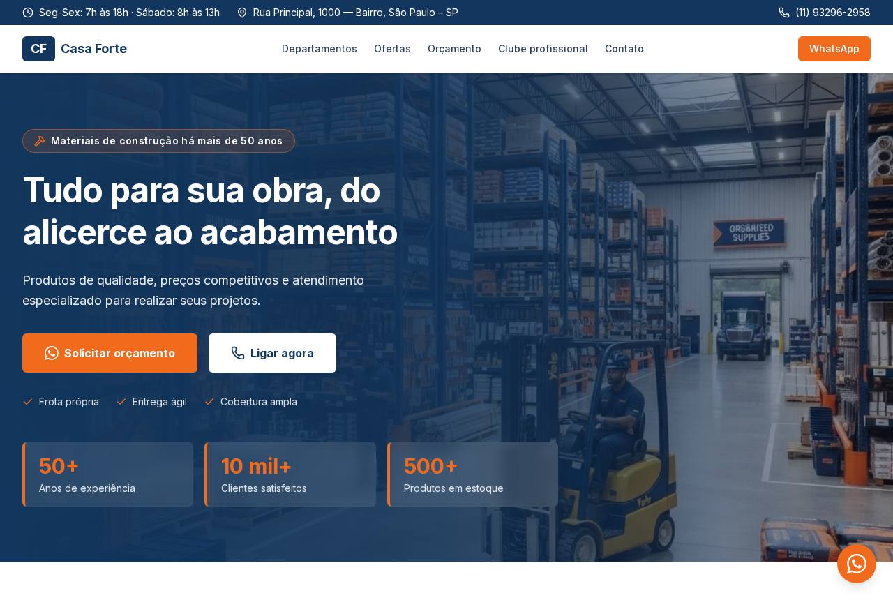 Demonstração do modelo Materiais de construção