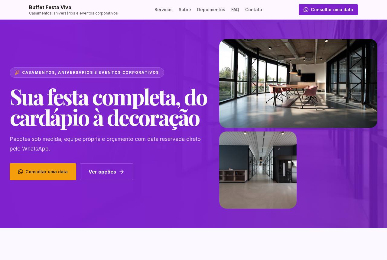 Demonstração do modelo Buffets e espaços para eventos