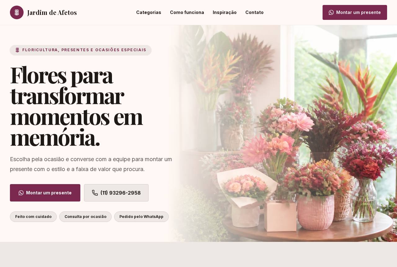Demonstração do modelo Floriculturas e presentes