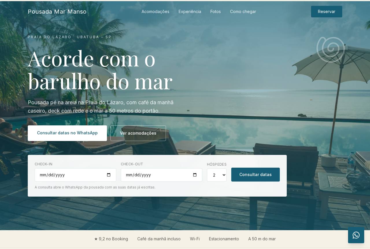 Demonstração do modelo Pousadas e hospedagem
