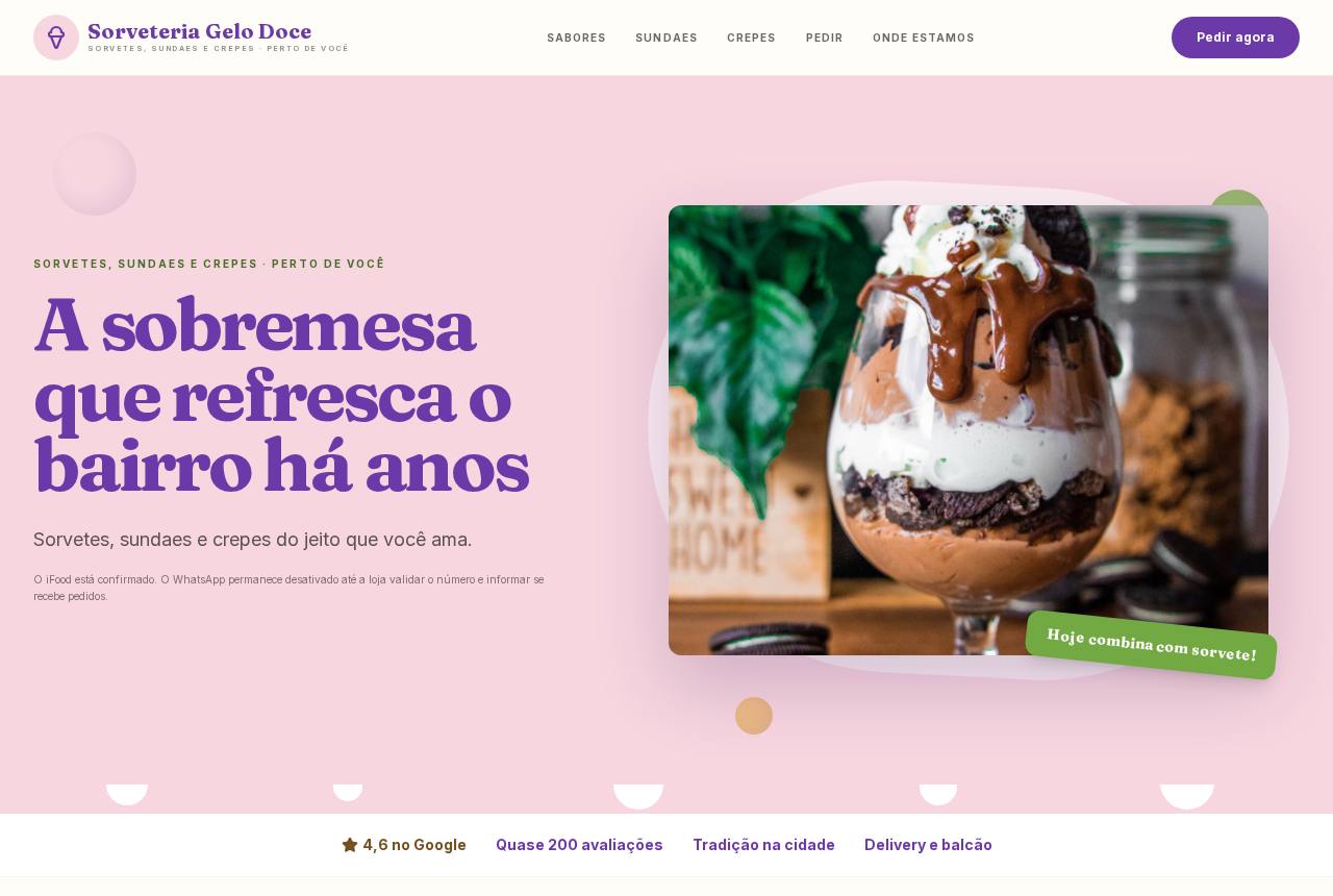Demonstração do modelo Sorveterias e açaiterias