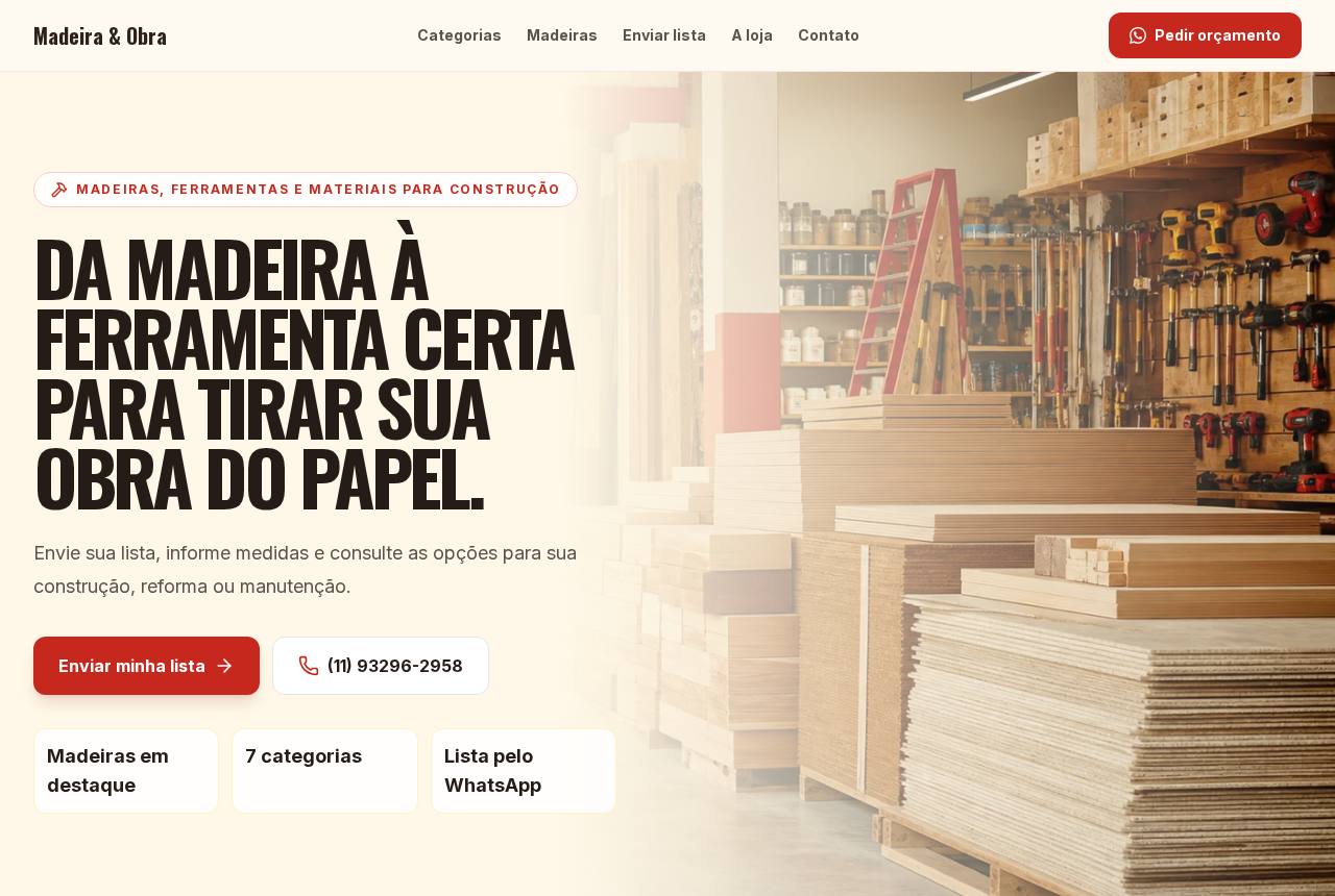 Demonstração do modelo Madeireiras e casas de ferragens