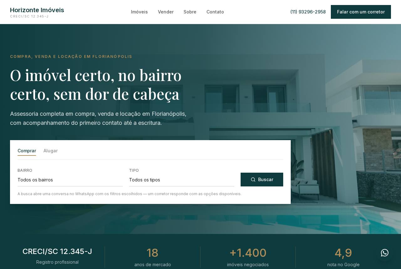 Demonstração do modelo Imobiliárias e corretores