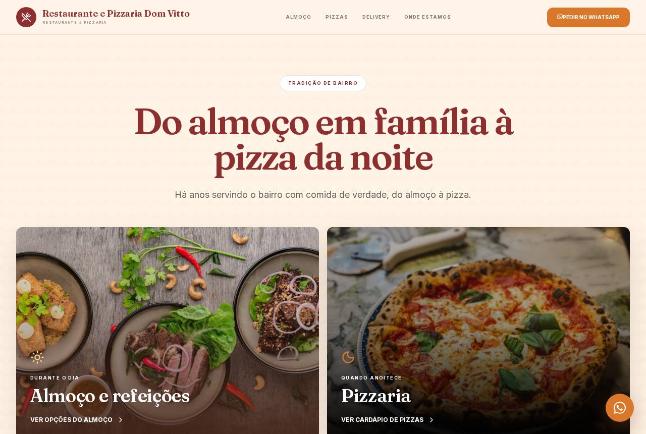 Demonstração do modelo Restaurante e pizzaria